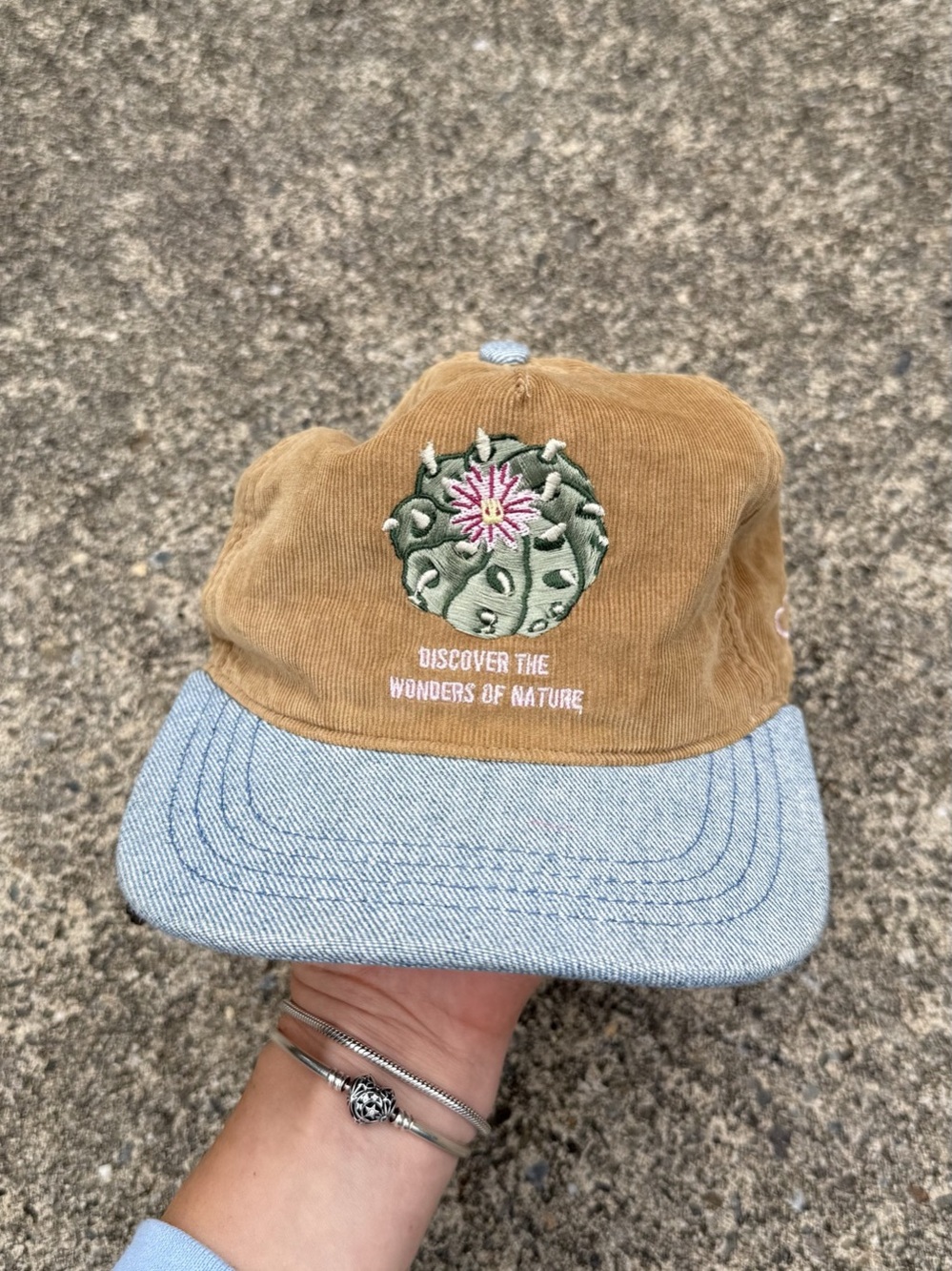 🌿 AMPAL Discover Wonders Strapback Hat – Corduroy & Denim